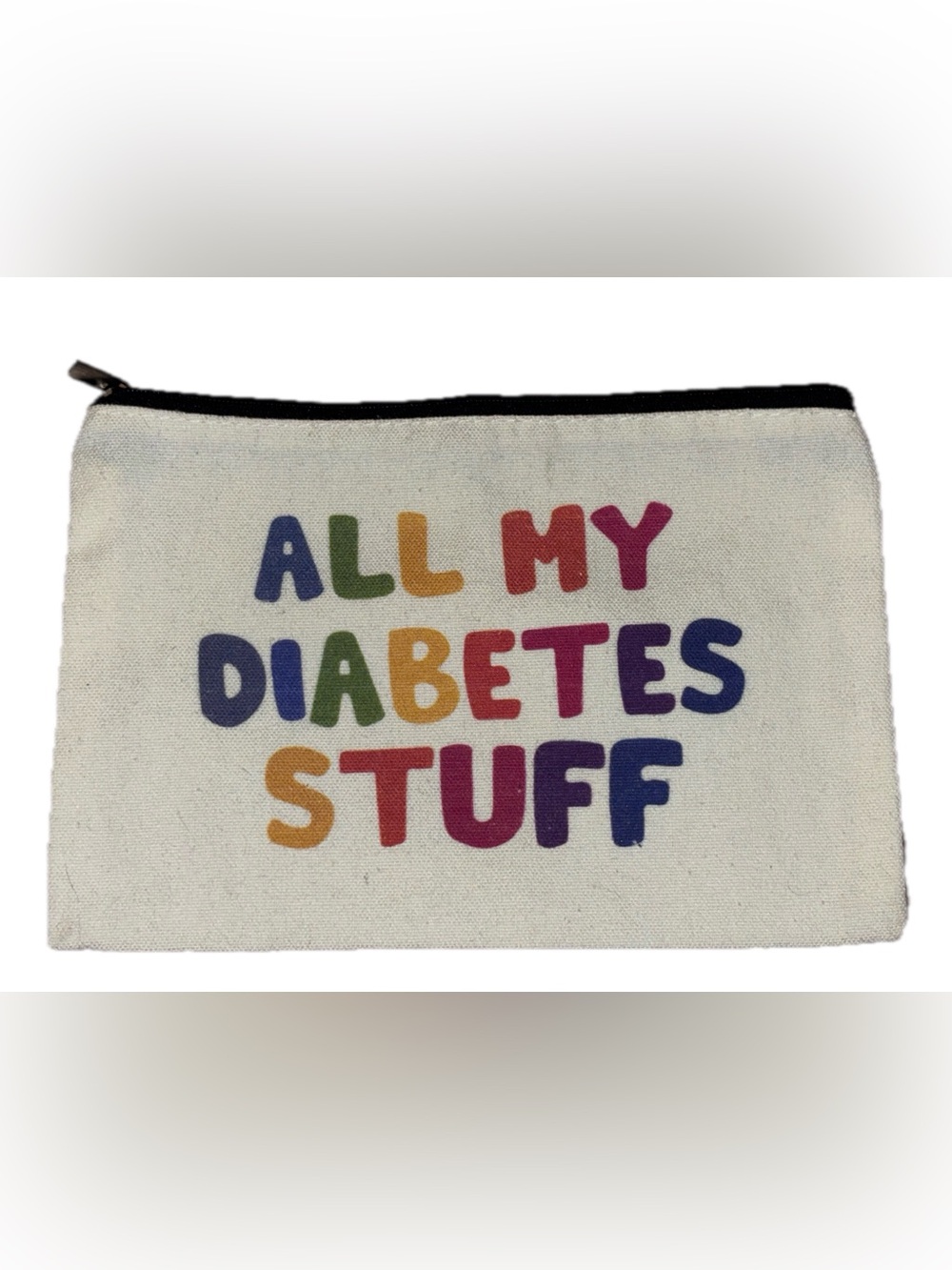 Multicolor 'All My Diabetes Stuff' Cosmetic Zip Pouch